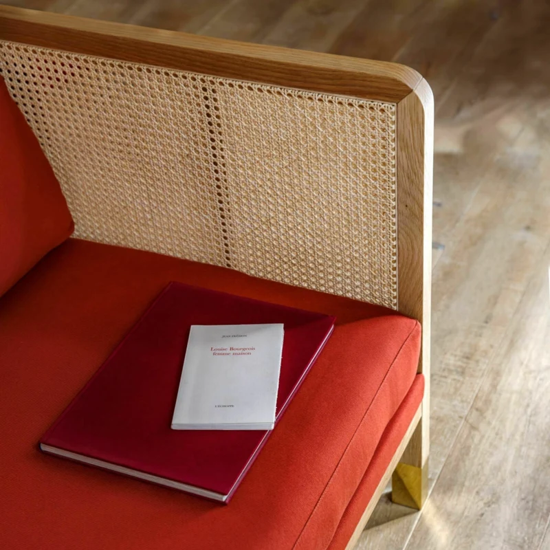 Canapé en bois noir et tissu beige Cannage 210 - RED Edition
