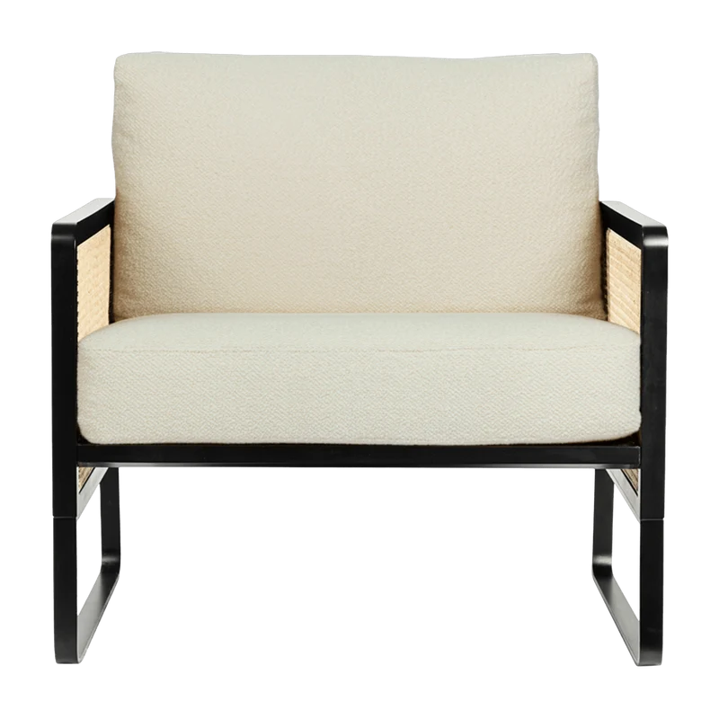 Fauteuil en bois noir et tissu beige Cannage - RED Edition