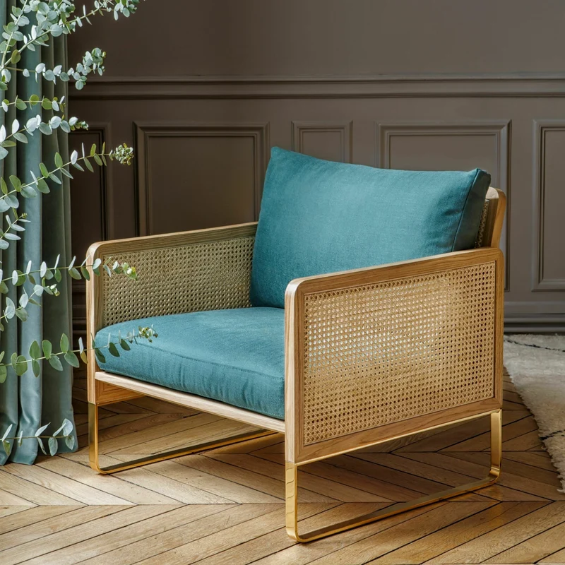 Fauteuil en chêne naturel et tissu beige Cannage - RED Edition