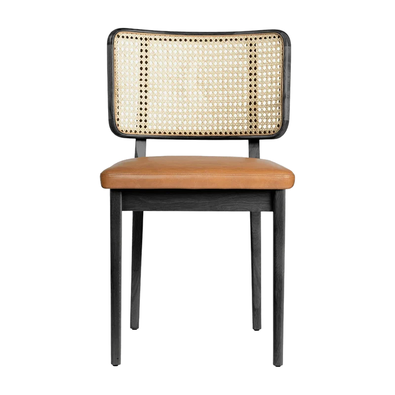 Chaise en chêne noir et cuir tabac Cannage - RED Edition