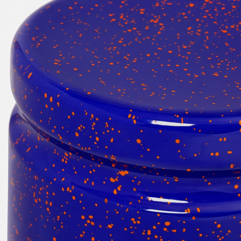 Tabouret en acier bleu tacheté d'orange Last Stool - Hem