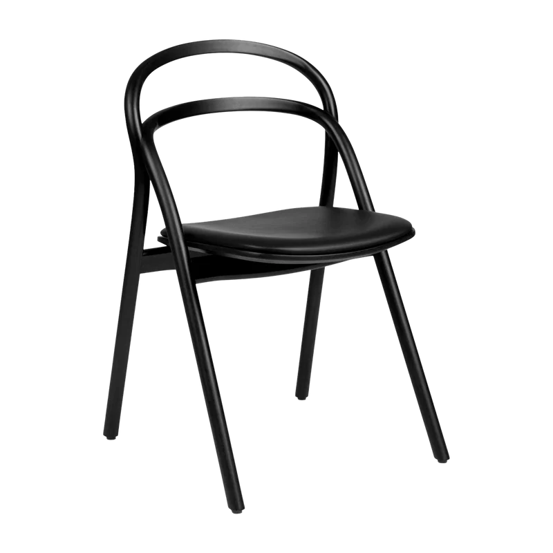 Chaise en bois et assise en cuir noir Udon - Hem