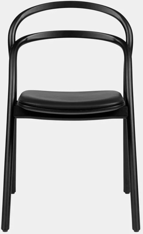 Chaise en bois et assise en cuir noir Udon - Hem
