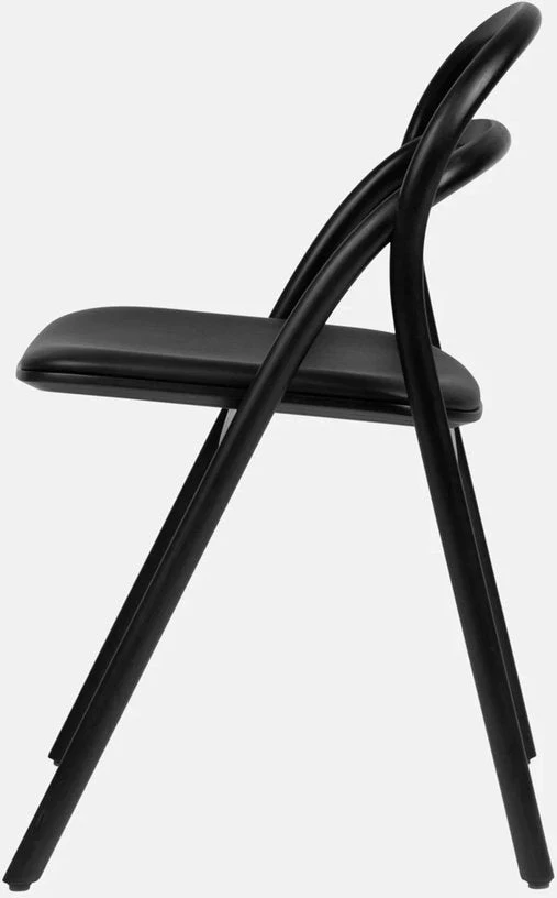 Chaise en bois et assise en cuir noir Udon - Hem