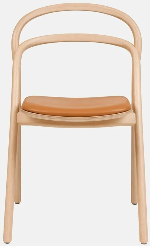 Chaise en bois naturel et assise en cuir marron Udon - Hem