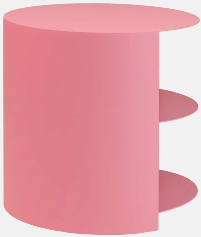 Table d'appoint à roulettes en acier rose 40 cm Hide Side - Hem