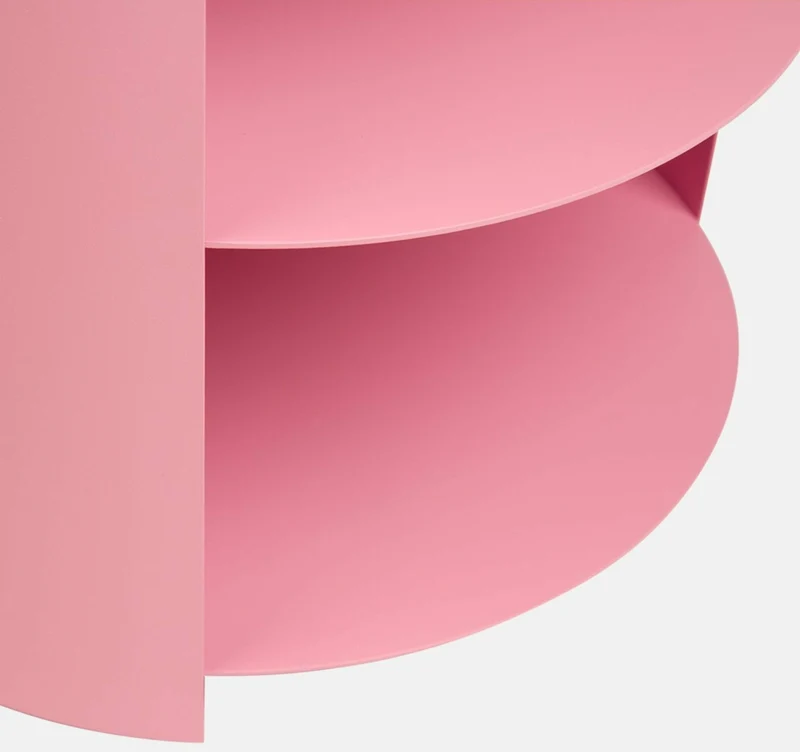Table d'appoint à roulettes en acier rose 40 cm Hide Side - Hem
