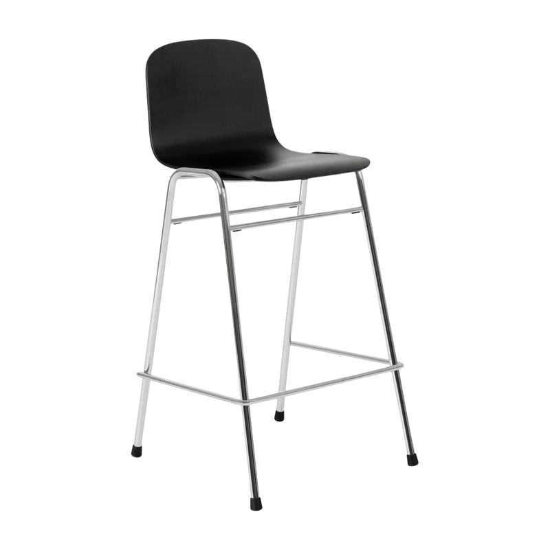 Chaise de bar 65 cm en bois noir et cadre argenté Touchwood - Hem
