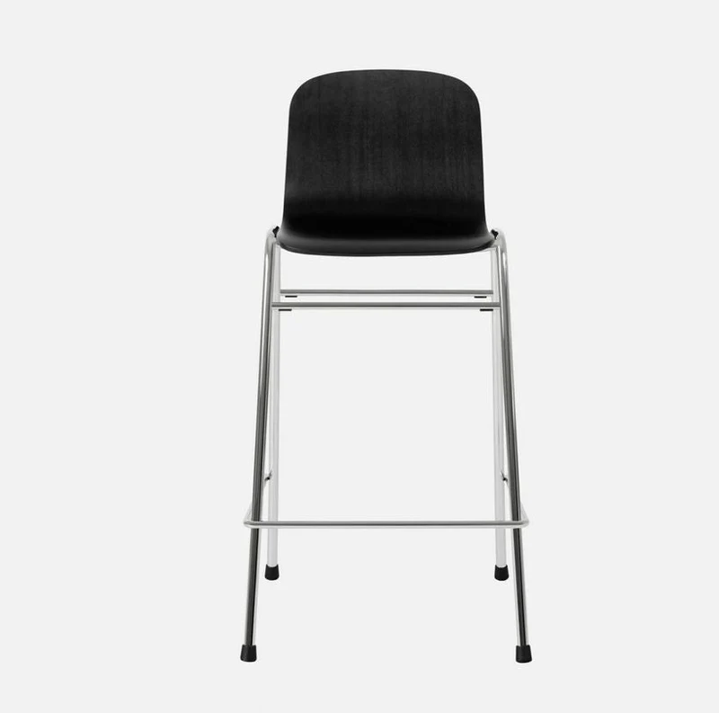 Chaise de bar 65 cm en bois noir et cadre argenté Touchwood - Hem