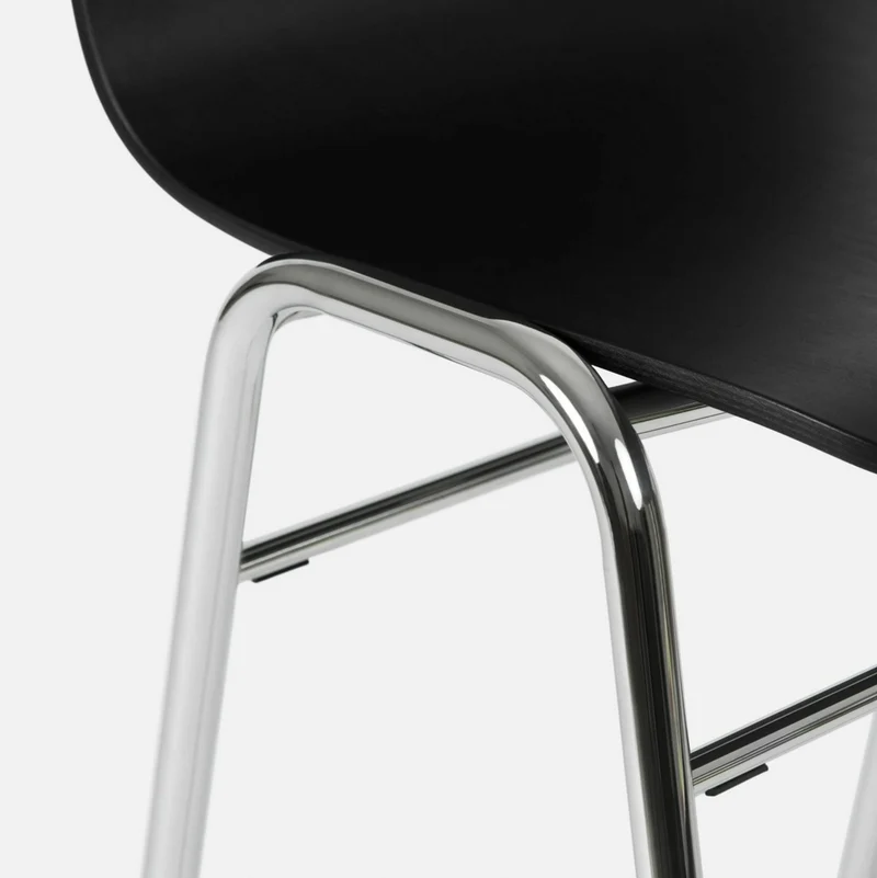 Chaise de bar 65 cm en bois noir et cadre argenté Touchwood - Hem