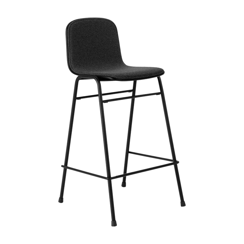 Chaise de bar 65 cm en tissu noir et cadre noir Touchwood - Hem