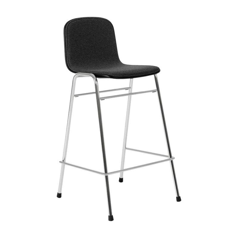 Chaise de bar 65 cm en tissu noir et cadre argenté Touchwood - Hem