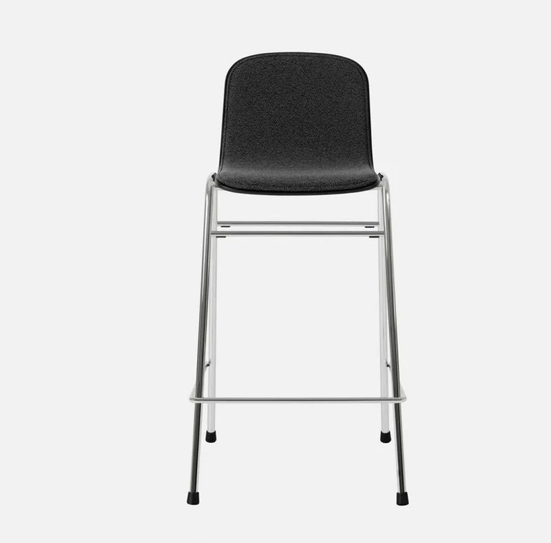 Chaise de bar 65 cm en tissu noir et cadre argenté Touchwood - Hem