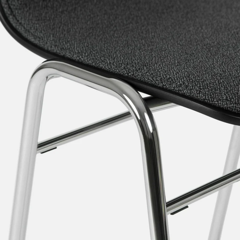 Chaise de bar 65 cm en tissu noir et cadre argenté Touchwood - Hem