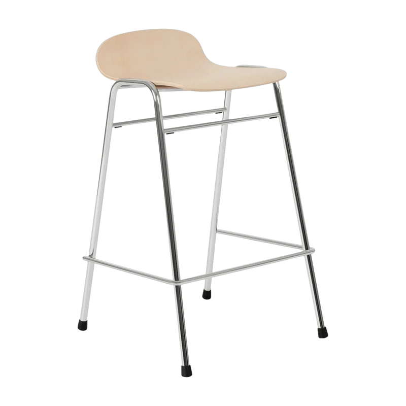 Tabouret de bar 65 cm en bois naturel et cadre argenté Touchwood - Hem