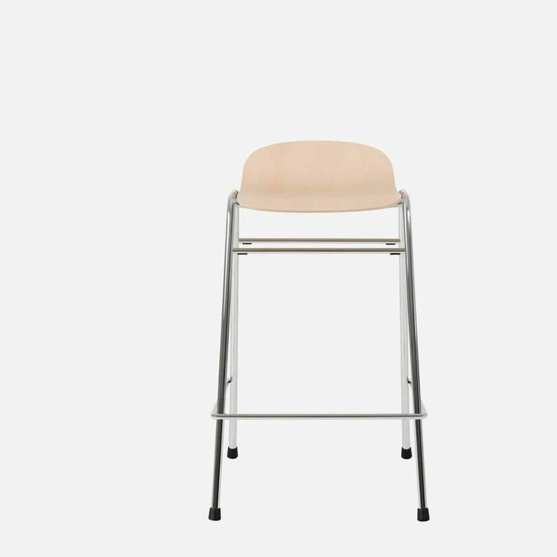 Tabouret de bar 65 cm en bois naturel et cadre argenté Touchwood - Hem