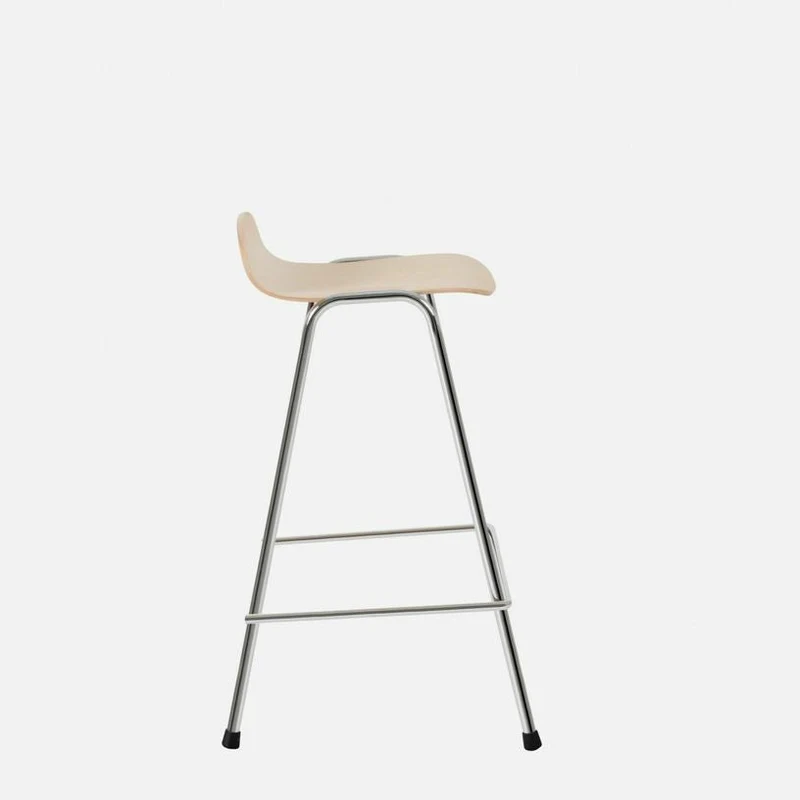 Tabouret de bar 65 cm en bois naturel et cadre argenté Touchwood - Hem