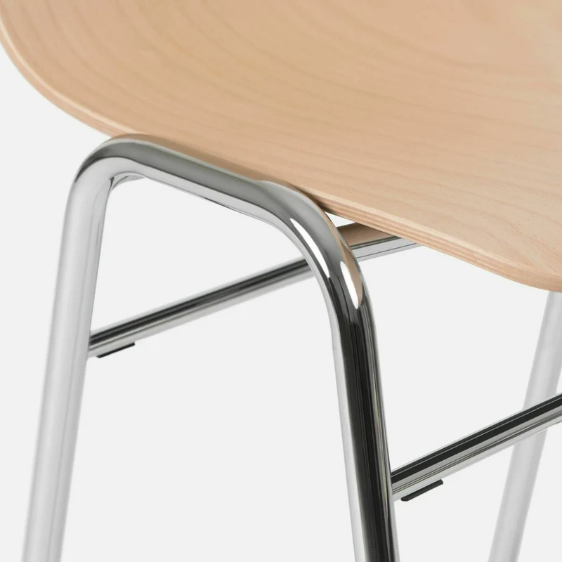 Tabouret de bar 65 cm en bois naturel et cadre argenté Touchwood - Hem