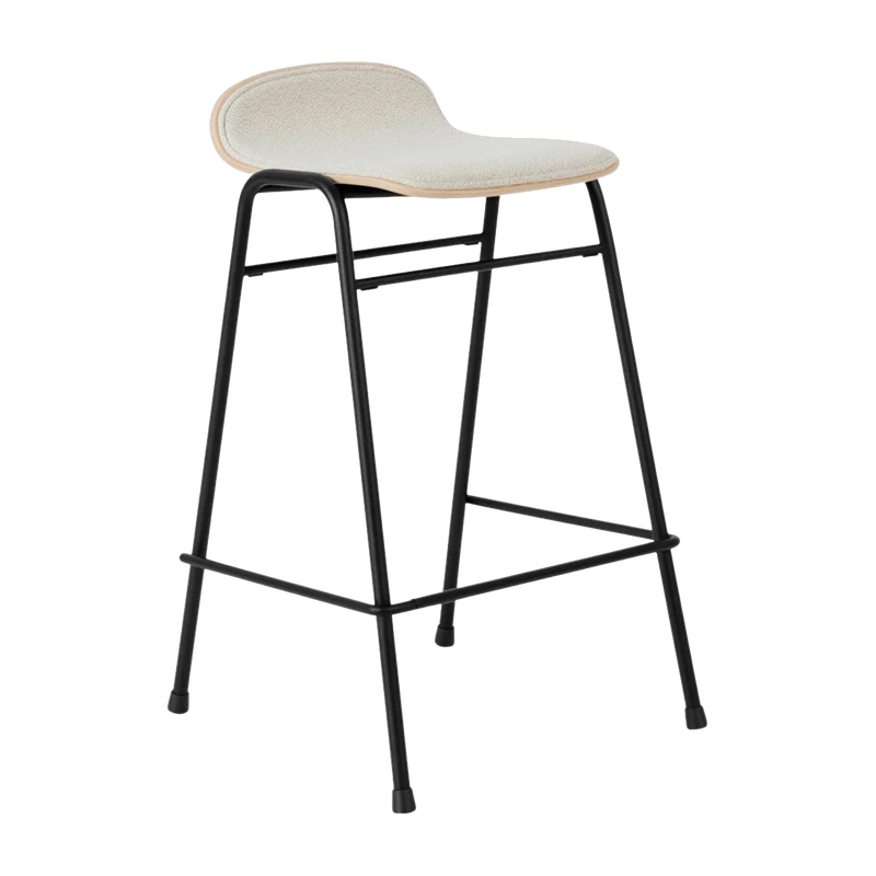 Tabouret de bar 65 cm en tissu gris et cadre argenté Touchwood - Hem