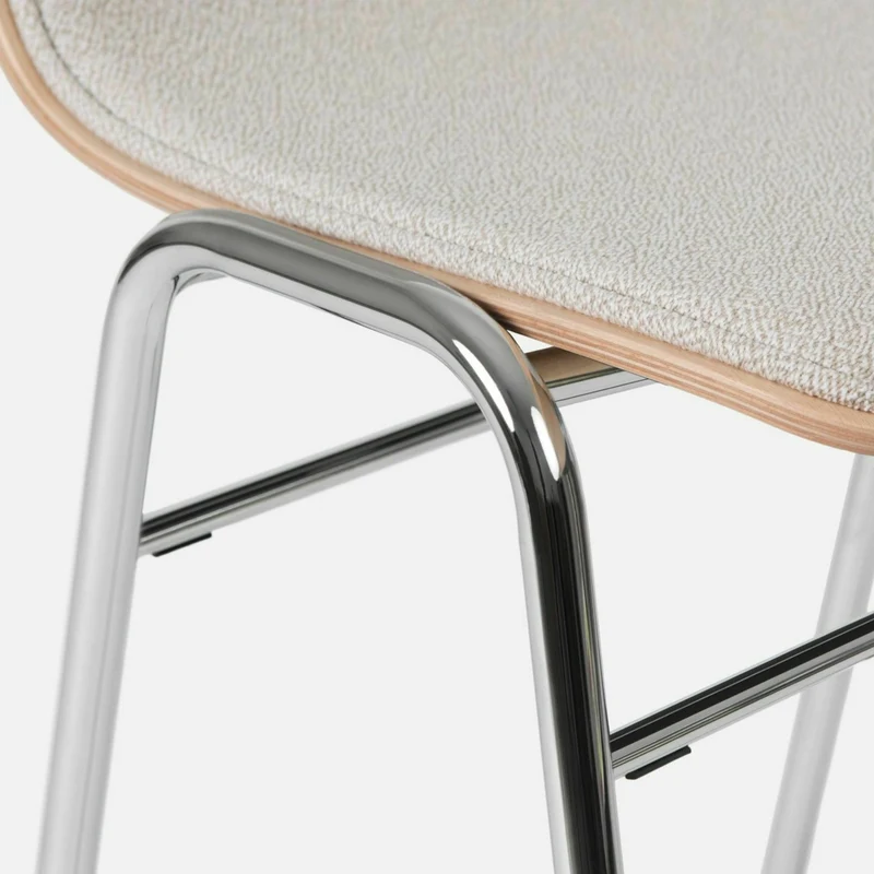 Tabouret de bar 65 cm en tissu gris et cadre noir Touchwood - Hem