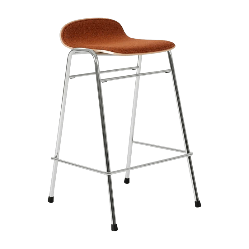 Tabouret de bar 65 cm en tissu rouge et cadre argenté Touchwood - Hem