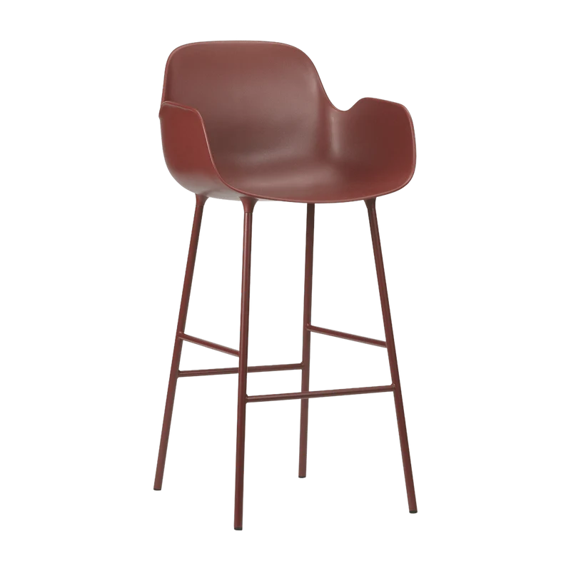 Chaise de bar avec accoudoirs en acier et pp rouge 75 cm Form - Normann Copenhagen
