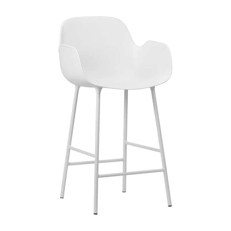 Chaise de bar avec accoudoirs en acier et pp blanc 65 cm Form - Normann Copenhagen
