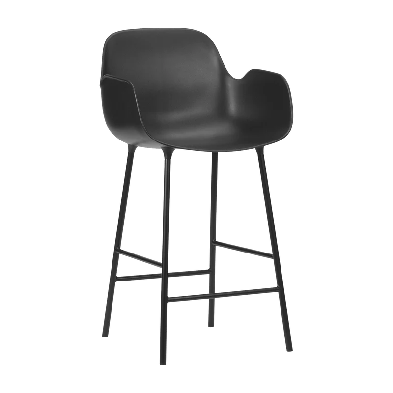 Chaise de bar avec accoudoirs en acier et pp noir 65 cm Form - Normann Copenhagen