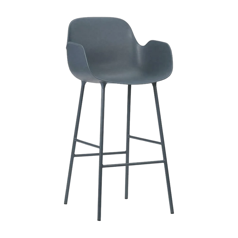 Chaise de bar avec accoudoirs en acier et pp bleu 65 cm Form - Normann Copenhagen