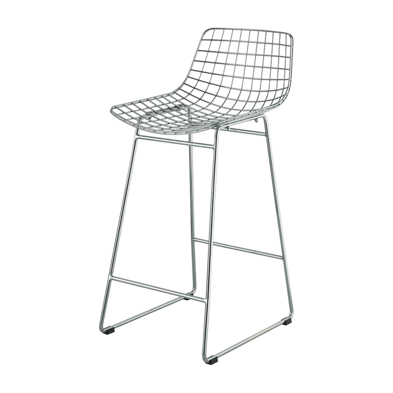 Chaise de bar en métal argent Wire - HKliving