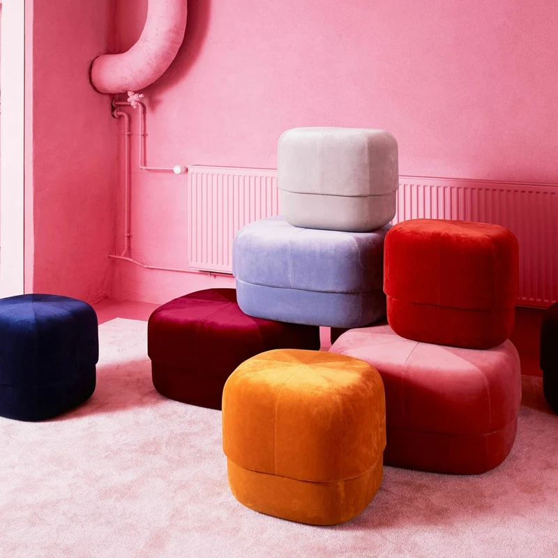 Pouf en velours 46 cm beige Circus Beige - Normann Copenhagen