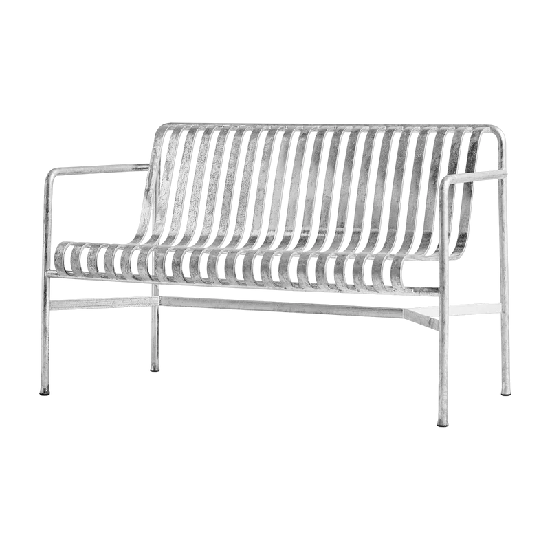 Banc de jardin avec accoudoirs en métal gris galvanisé Palissade - HAY