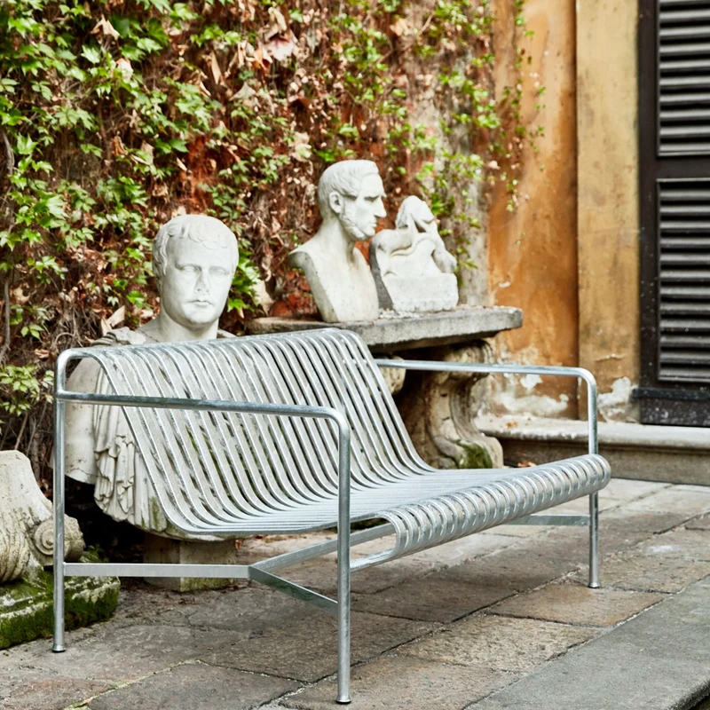 Canapé de jardin en métal gris galvanisé Palissade - HAY