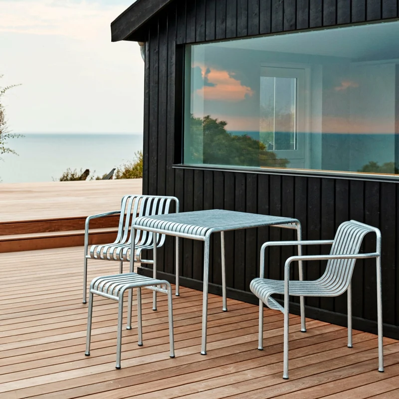 Fauteuil de jardin avec accoudoir en métal gris galvanisé Palissade - HAY