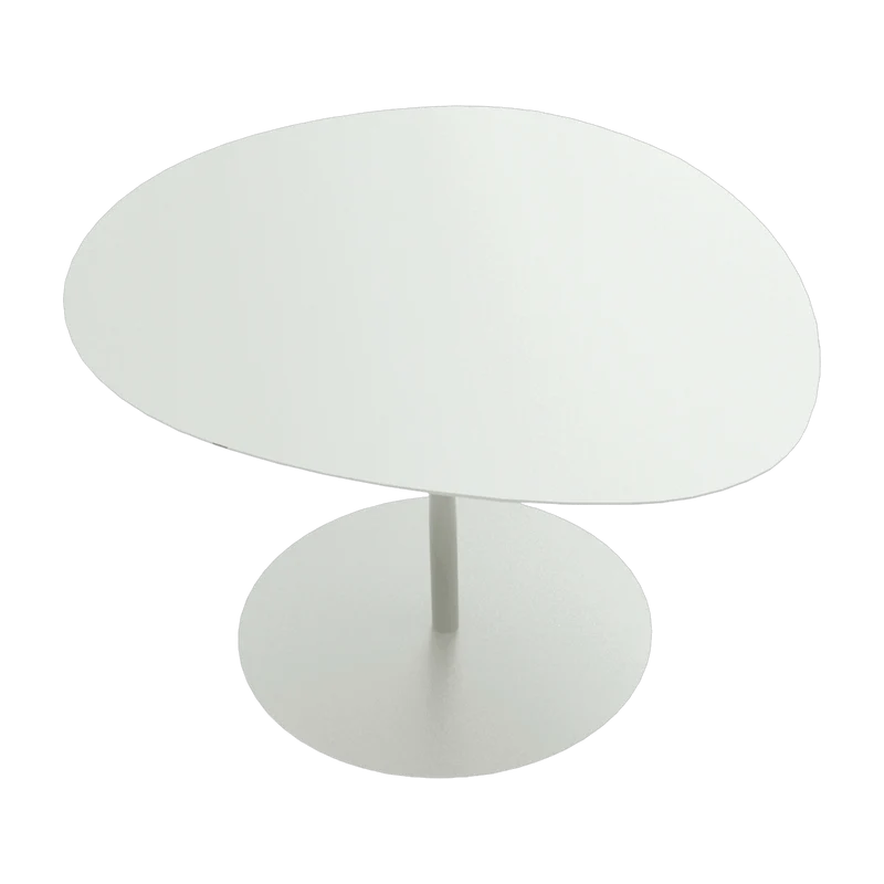 Table basse en acier mat blanc 37 cm Galet 03 - Matière Grise