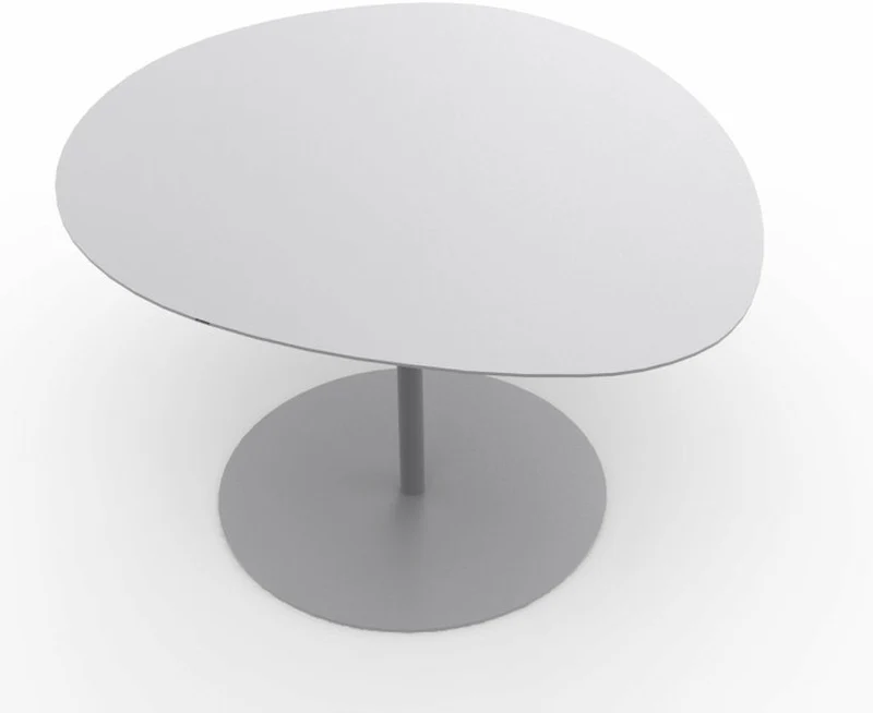 Table basse en acier mat blanc 37 cm Galet 03 - Matière Grise