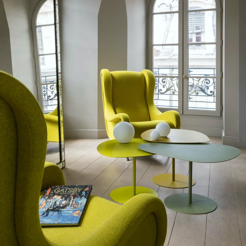 Table basse en acier mat safran 37 cm Galet 03 - Matière Grise