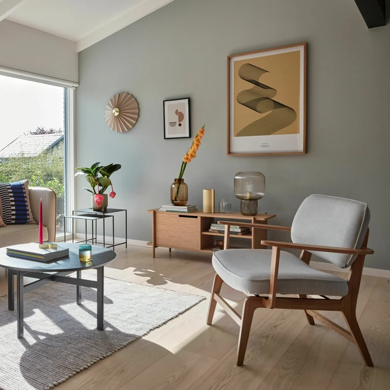 Fauteuil lounge en chêne gris - Hübsch