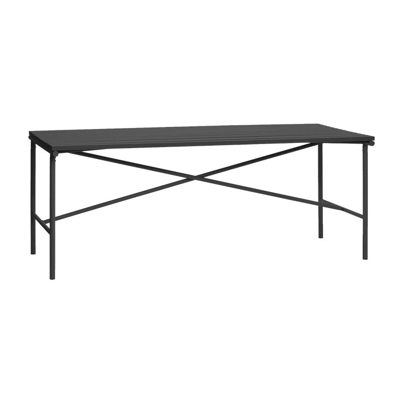 Table à manger de jardin rectangulaire en métal noire - Hübsch