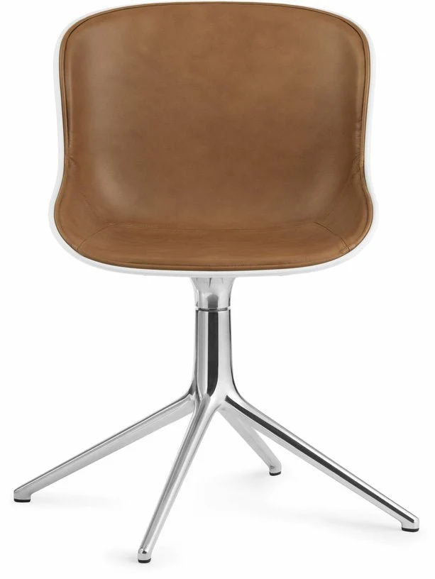 Chaise pivotante 4 pieds en aluminium et pp blanc avec cuir naturel Hyg - Normann Copenhagen