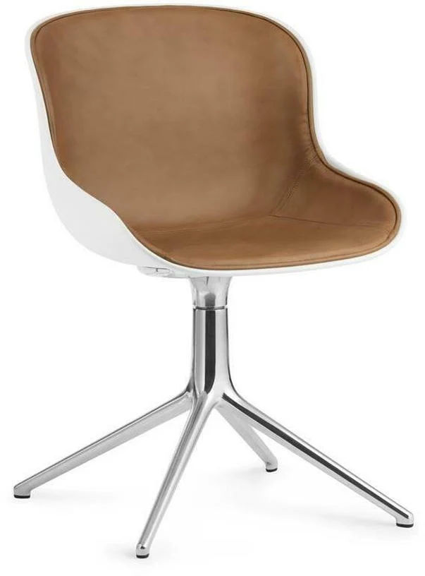 Chaise pivotante 4 pieds en aluminium et pp blanc avec cuir naturel Hyg - Normann Copenhagen