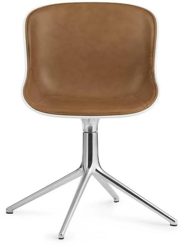 Chaise pivotante 4 pieds en aluminium et pp blanc avec cuir naturel Hyg - Normann Copenhagen