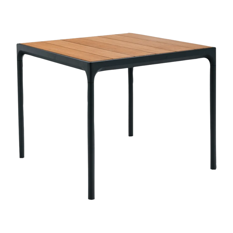 Table carrée en bambou et cadre noir FOUR - Houe