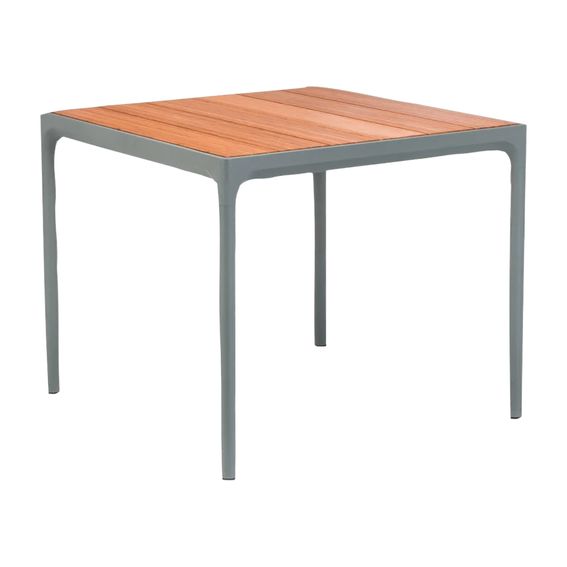 Table carrée en bambou et cadre gris FOUR - Houe