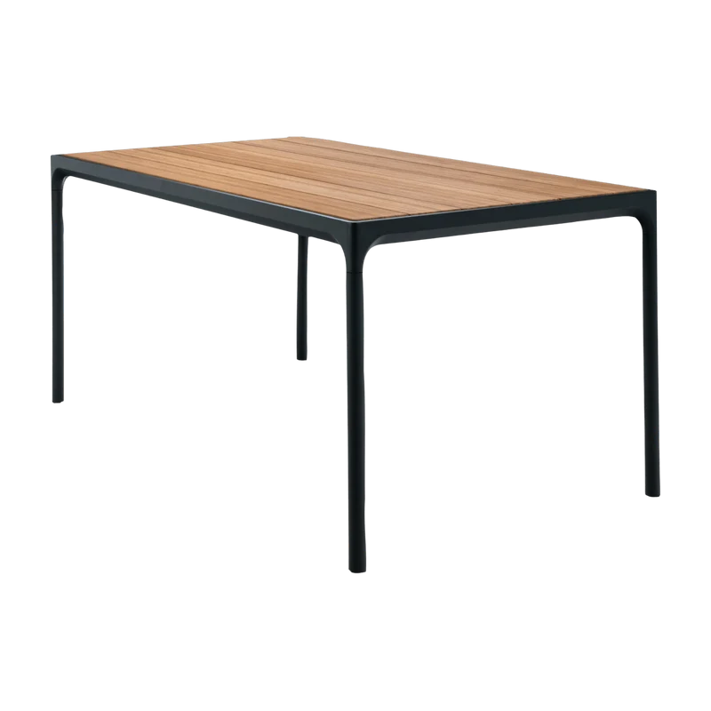 Table rectangulaire 160x90 cm en bambou et cadre noir FOUR - Houe
