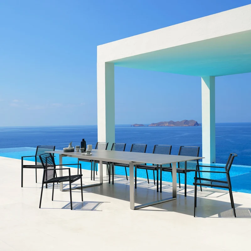 Table à manger avec extension en acier et céramique 330x100cm Edge - Cane-Line