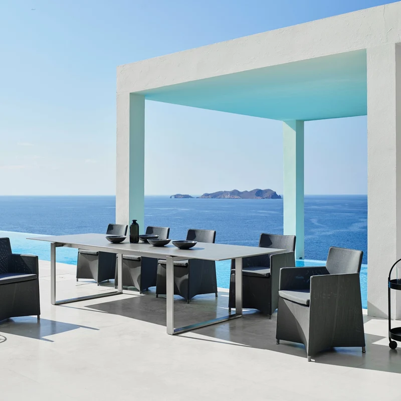 Table à manger avec extension en acier et céramique 330x100cm Edge - Cane-Line
