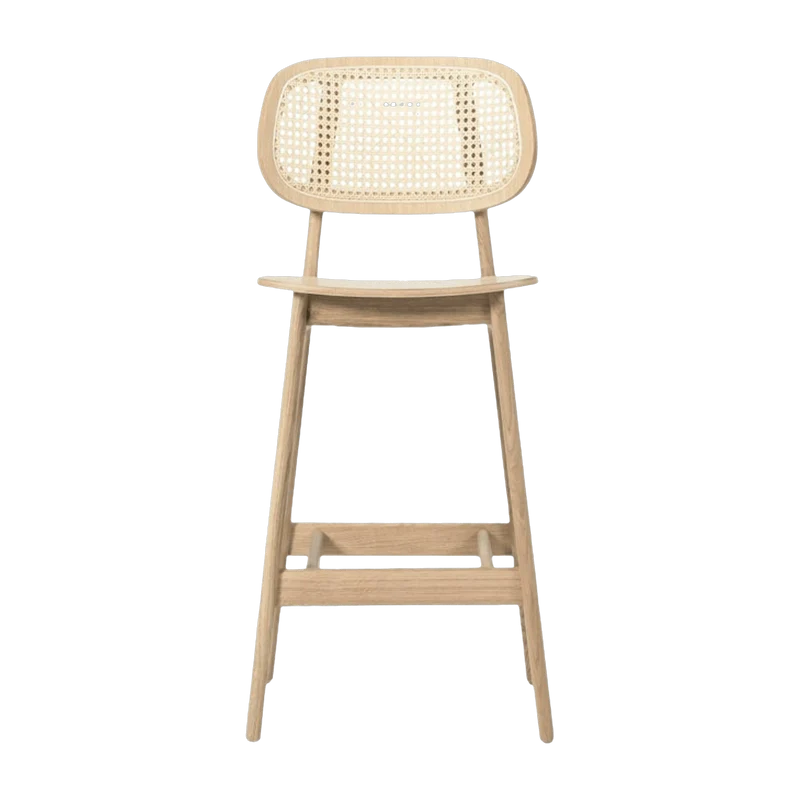 Chaise de bar en cannage et chêne naturel 100 cm Titus - Vincent Sheppard