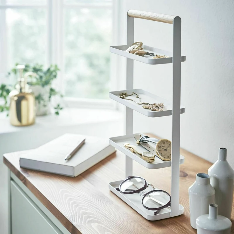 Plateau d'accessoires à 4 niveaux en acier blanc - Yamazaki