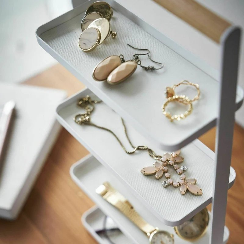 Plateau d'accessoires à 4 niveaux en acier blanc - Yamazaki